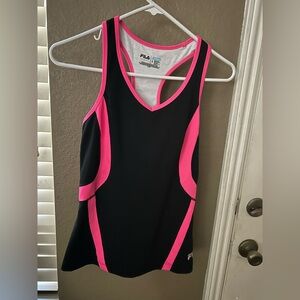 Fila Black Tank Top with Pink Trim